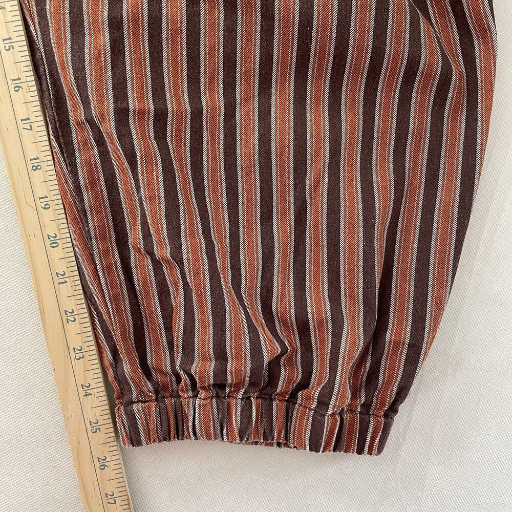Free People Brown Striped Western Boho Ellie Pull On Barrel Pants - Size L - Picture 12 of 13